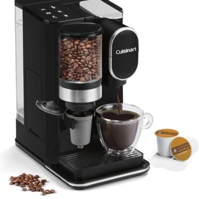 Cuisinart Single-Serve Coffee Maker + Coffee Grinder with 8 oz., 10 oz., and 12 oz. Serving Size, Compatible with Single-Cup Pods, 48-Ounce Removable Reservoir, Stainless Steel, DGB-2