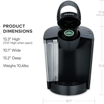 Keurig K-Classic Single Serve K-Cup Pod Coffee Maker, with 3 Brew Sizes, 48oz Removable Reservoir, Black