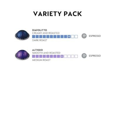 Nespresso Capsules Vertuo Espresso Bold Variety Pack  Medium and Dark Roast Coffee, 40-Count Espresso Pods