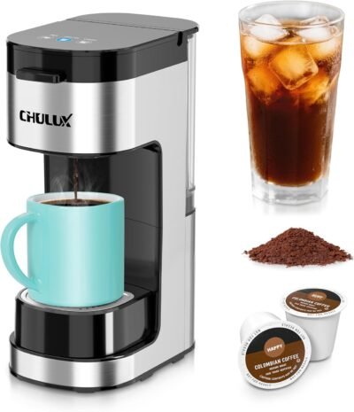 CHULUX Slim-Pro Single Serve Coffee Maker for K Cup and Grounds