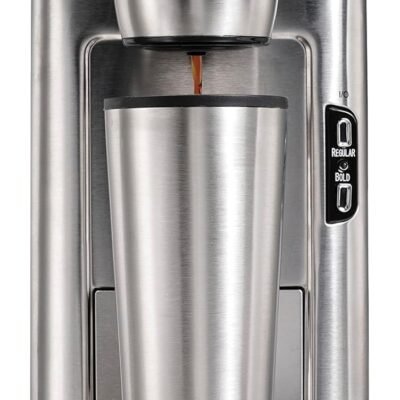 Hamilton Beach The Scoop Single Serve Coffee Maker & Fast Grounds Brewer, Brews in Minutes, 8-14oz. Cups, Stainless Steel