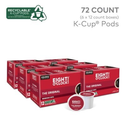 Eight O’Clock Coffee The Original Keurig Single Serve K-Cup Pods, Medium Roast, 72 Count (6 Packs of 12)