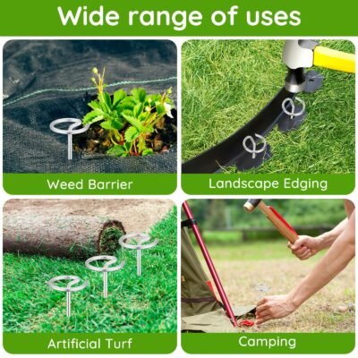 Greaner 80PCS 6 Inch Landscape Stakes, Thickened 8 Gauge Ground Stakes, Landscape Fabric Pins for Weed Barrier Fabric, Garden Edging, Ground Cover(G-Shaped)