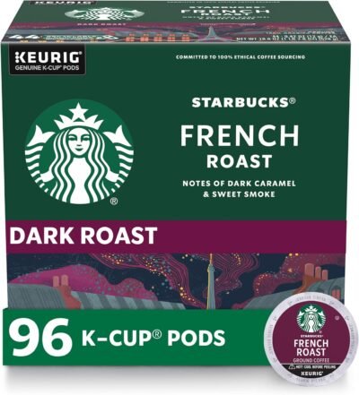 Starbucks Dark Roast Coffee K-Cup Coffee Pods for Keurig Brewers, 100% Arabica, 4 boxes (96 pods total)