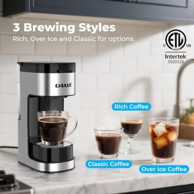 CHULUX Slim-Pro Single Serve Coffee Maker for K Cup and Grounds