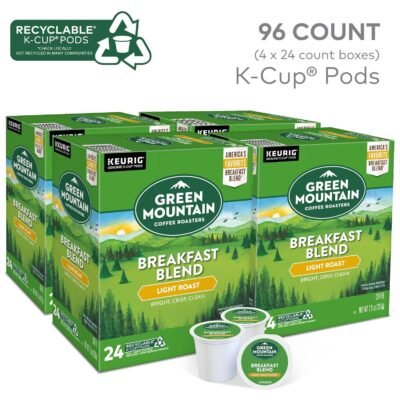 Green Mountain Coffee Roasters Breakfast Blend Single-Serve Keurig K-Cup Pods, Light Roast Coffee, 96 Count