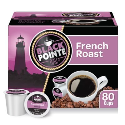 Black Pointe Bay Coffee French Roast, Dark Roast, 80 Count, Single Serve Coffee Pods for Keurig K-Cup Brewers